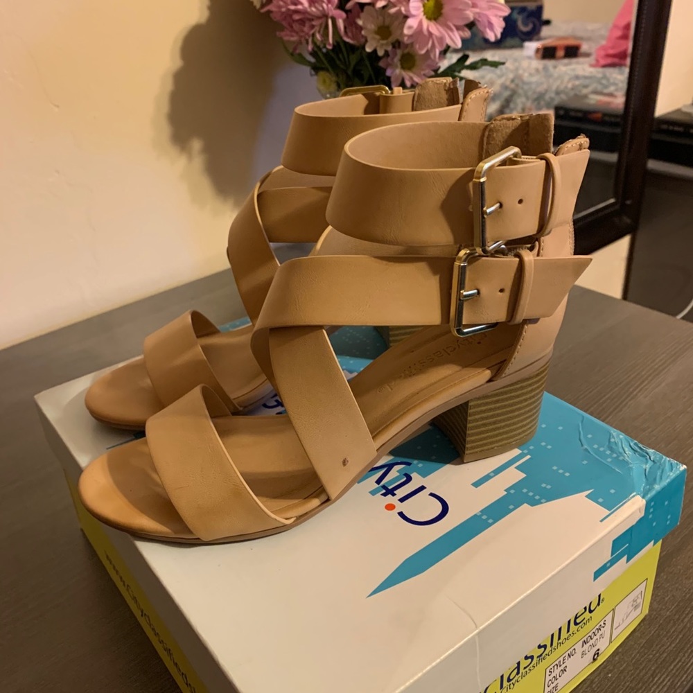 Thick Strap Open Toe Heels